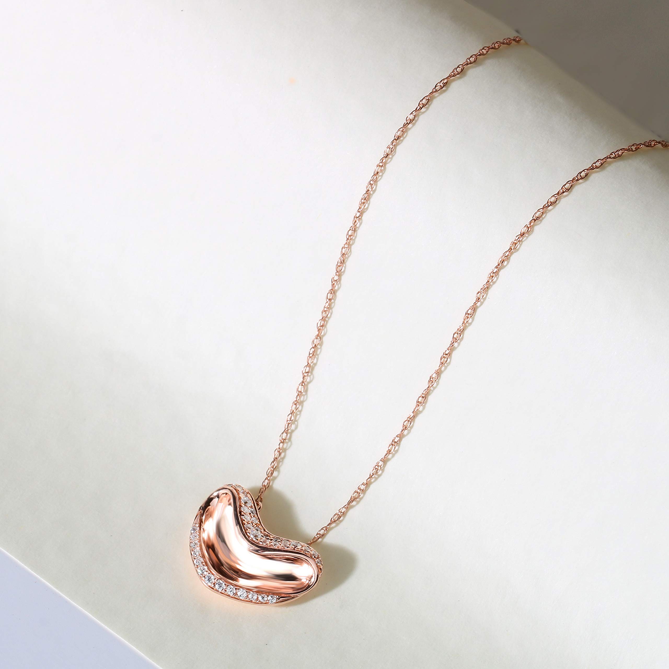 1/8 CT TW Diamond Heart Pendant Necklace for Women - Sterling Silver with Rose Gold Plated, Valentine's Day Gift, Anniversary Present, Romantic Jewelry for Special Occasions