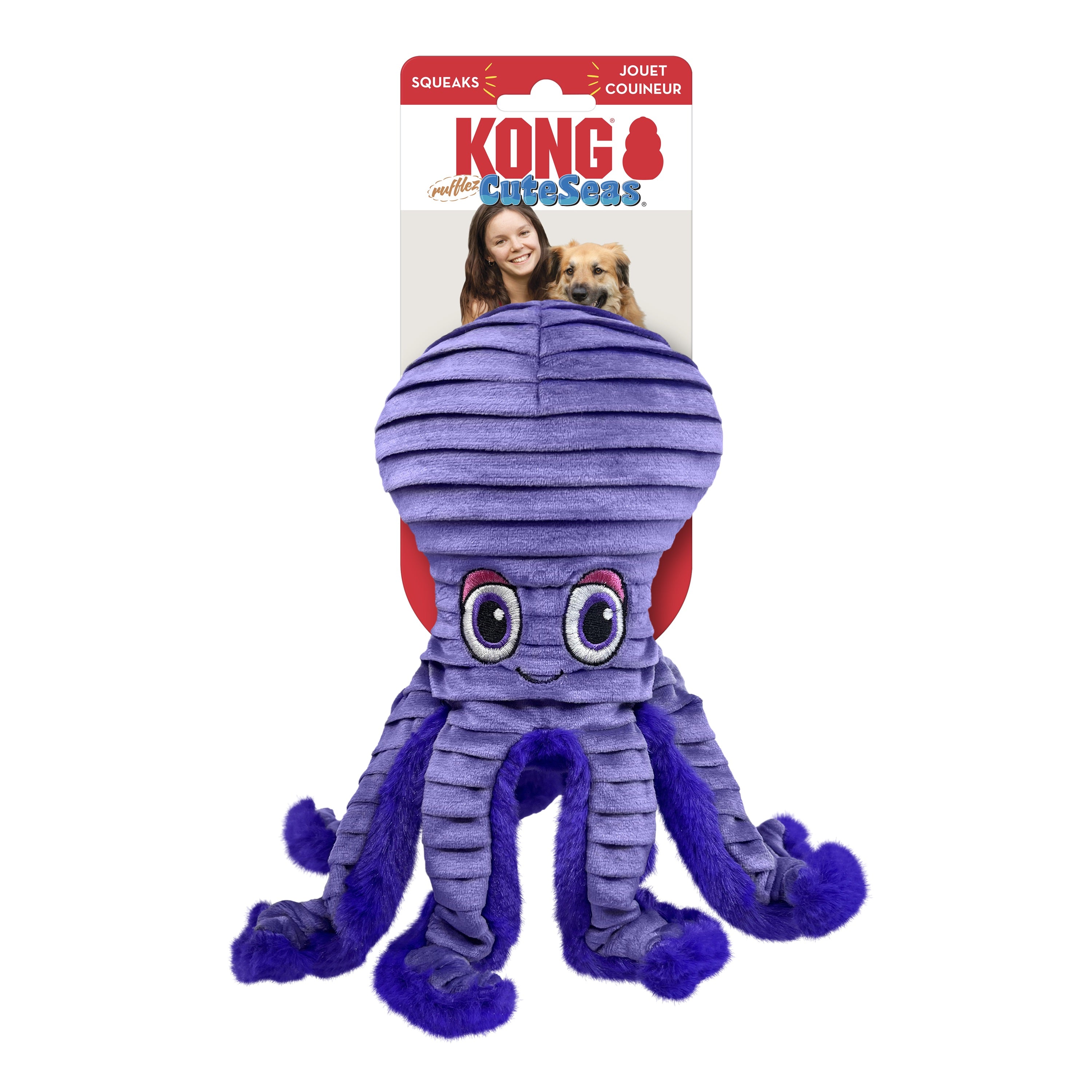 Cuteceas Rufflez Octopus Plush Toy for Dogs - Durable Chew-Resistant Kong-Style Pet Toy for Aggressive Chewers, Perfect for Playtime, Training & Anxiety Relief