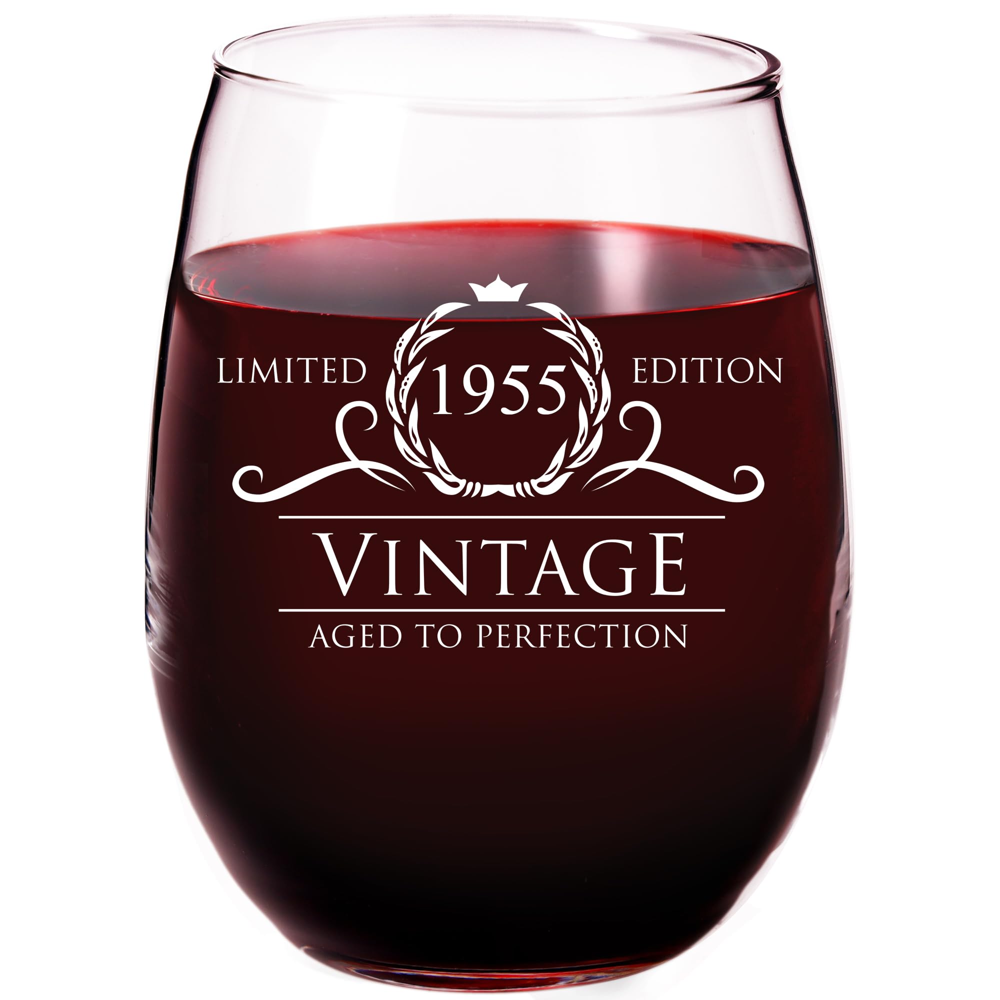1955 Vintage 15 oz Stemless Wine Glass - 70th Birthday Gifts for Women, Mom, Sister, Daughter & Best Friend - Funny 70th Birthday Decorations - Perfect for Celebrations, Parties & Home Decor