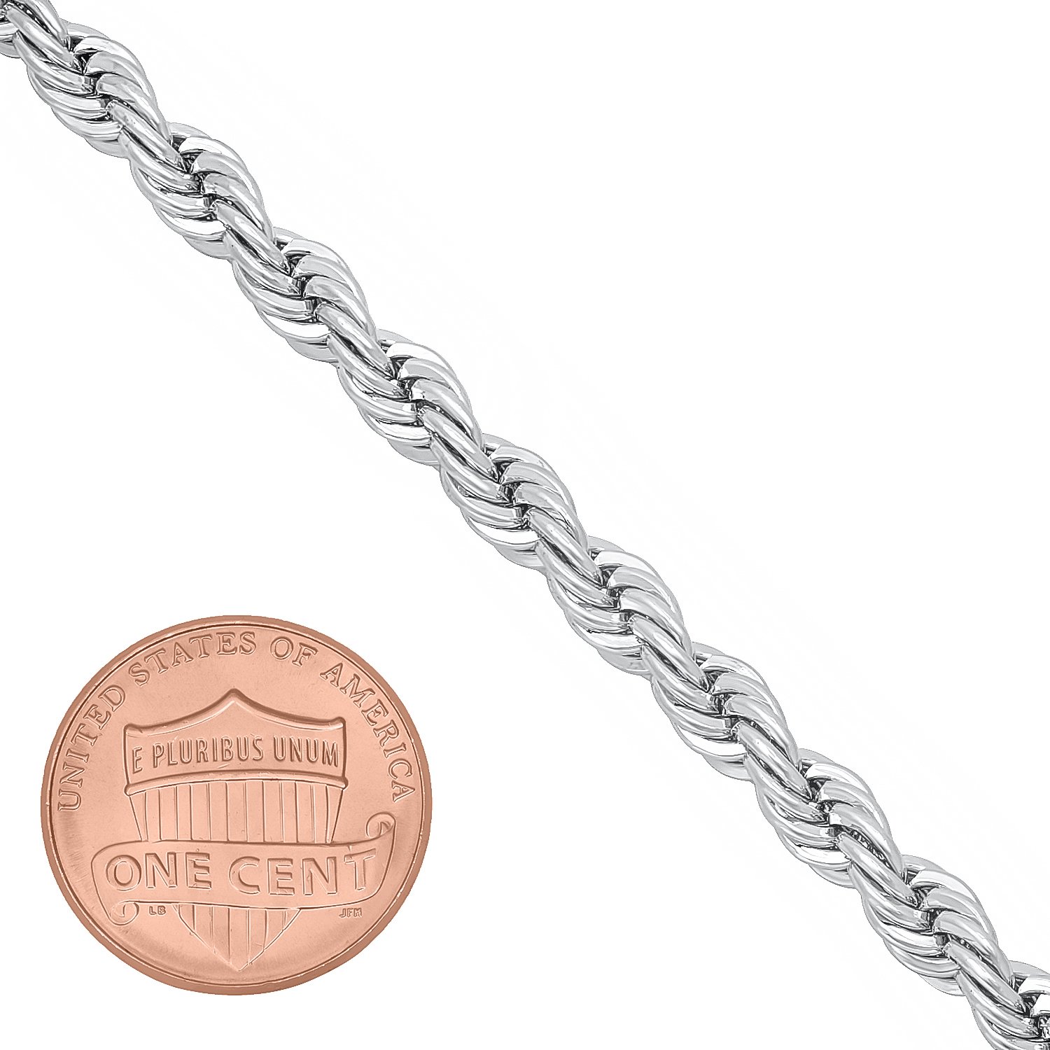 5mm Rhodium Plated Twisted Rope Chain Necklace for Women - Durable & Hypoallergenic Jewelry for Everyday Wear, Parties & Gifts