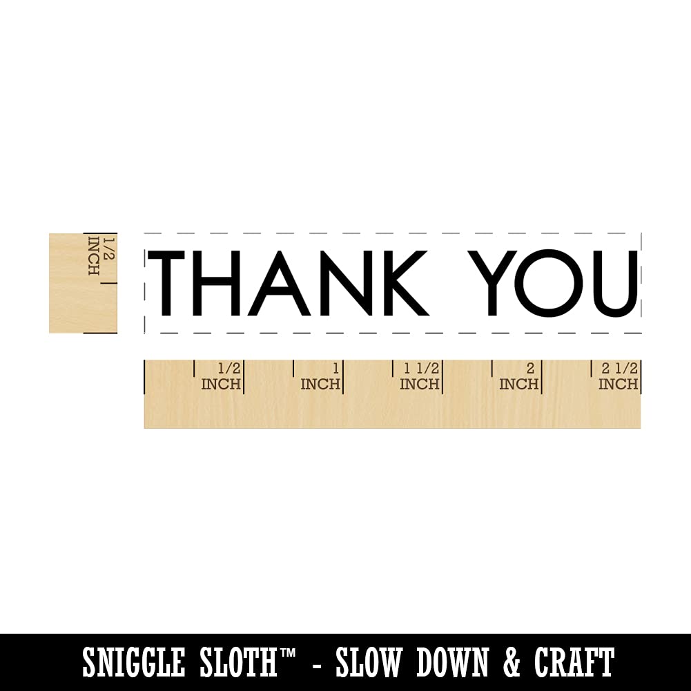 Small 2.5 Inch Rectangle Rubber Thank You Stamp for Crafting, Scrapbooking & Card Making - Simple Capitalized Design for DIY Projects & Gift Wrapping