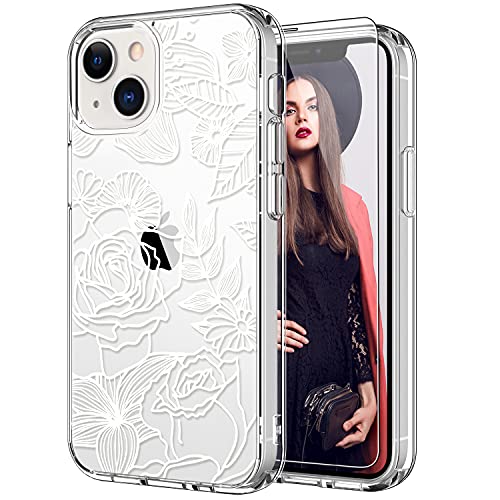 iPhone 13 Mini Case with Screen Protector - Clear Shockproof Cover with Cute Colorful Floral Design | Perfect for Everyday Protection & Style Enhancement