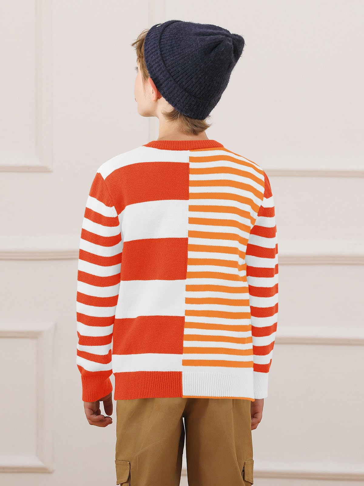 Boys' Striped Crewneck Pullover Sweater - Soft & Comfortable Kids' Fashion Top for Ages 5-14 | Perfect for School, Playdates & Family Outings