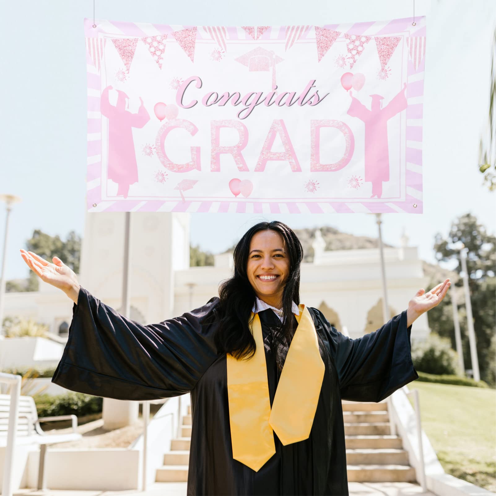 FOMIYES 2022 Graduation Banner - Outdoor Graduation Backdrop Decorations for Front Door, Office & Party - Polyester Graduation Background Cloth for Congratulation Signs & Photo Booths - Perfect for Graduation Season Celebrations
