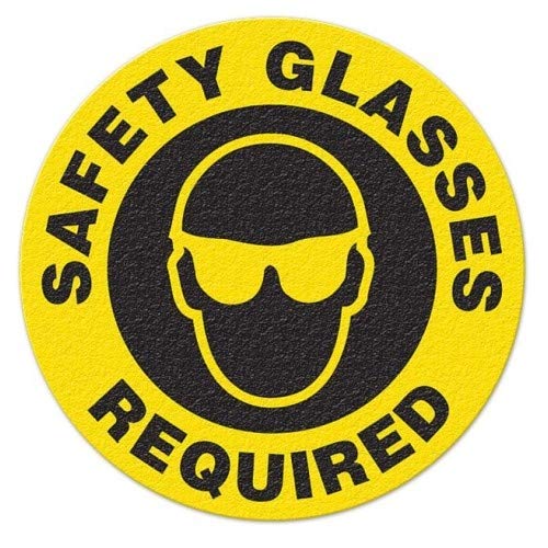 GHS Safety FS1027V Floor Sign - Pack of 10 - OSHA Compliant Safety Glasses Required Warning Sign - Ideal for Warehouses, Laboratories & Industrial Workplaces