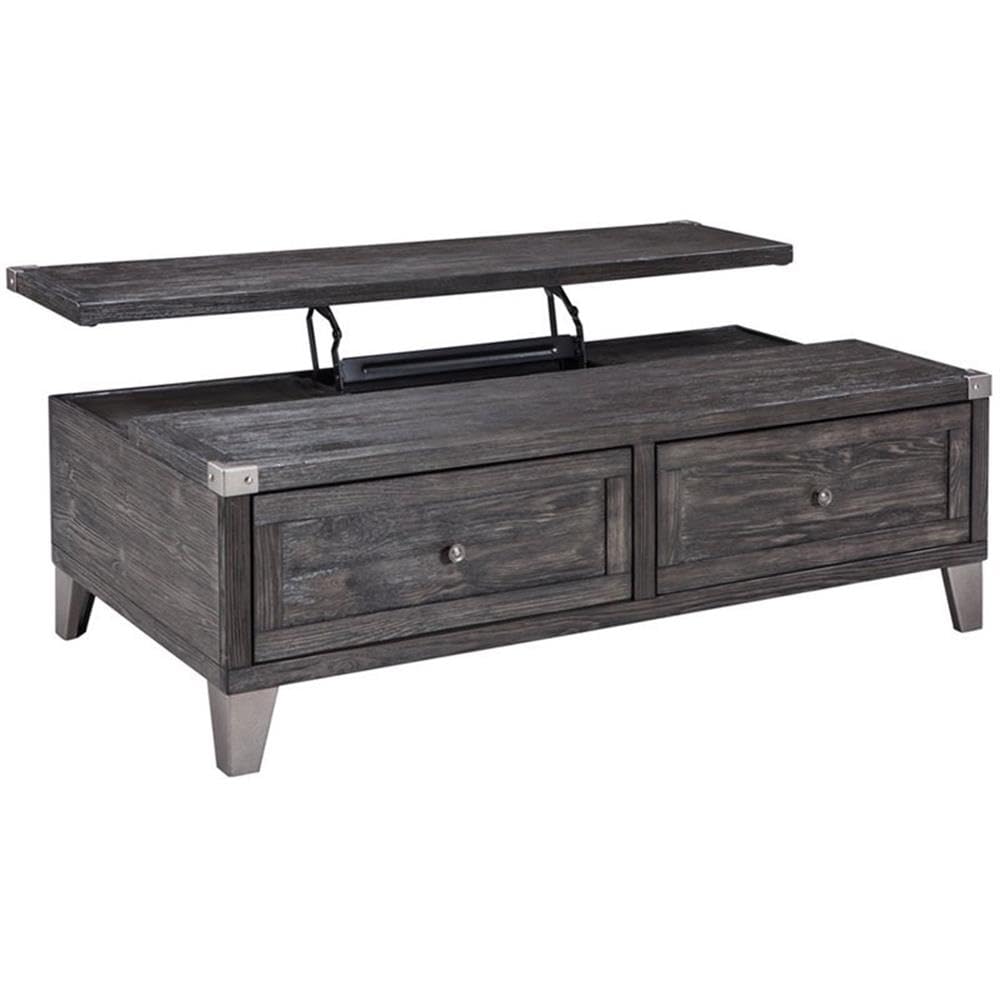 BOWERY HILL Lift Top Coffee Table - Dark Gray Modern Lift-Top Ottoman with Storage for Living Room, Bedroom & Small Spaces
