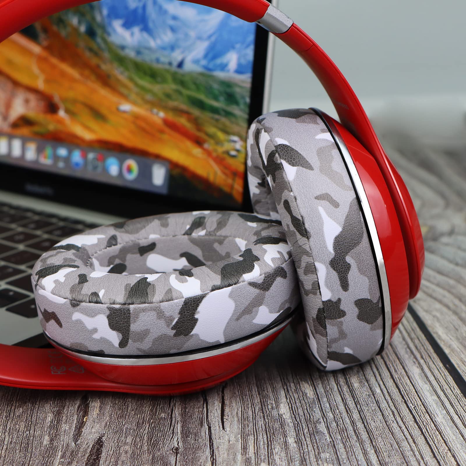 **Replacement Ear Pads for Beats Studio 2 & Studio 3 Headphones – Noise Isolating Memory Foam Cushions, Soft Protein Leather (Camo Grey) – Perfect for Gaming, Music & Travel**