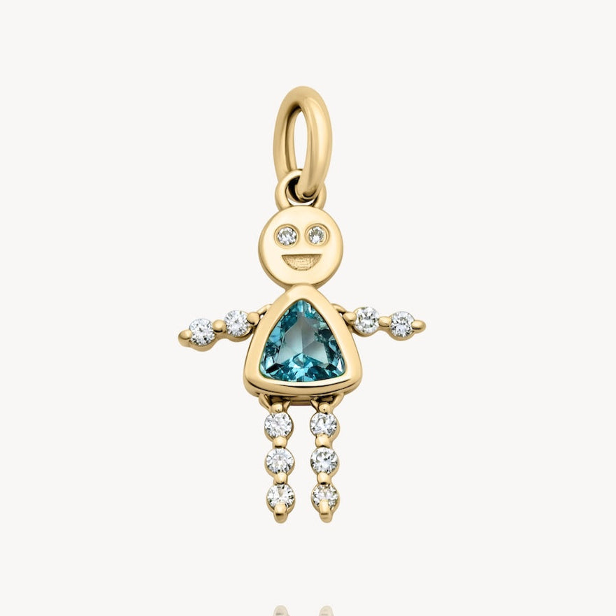 December Girl Lulu & Lox Charm Blue Topaz Pendant Necklace - Elegant Birthstone Jewelry Gift for Women - Perfect for Christmas, Birthday & Anniversary Celebrations