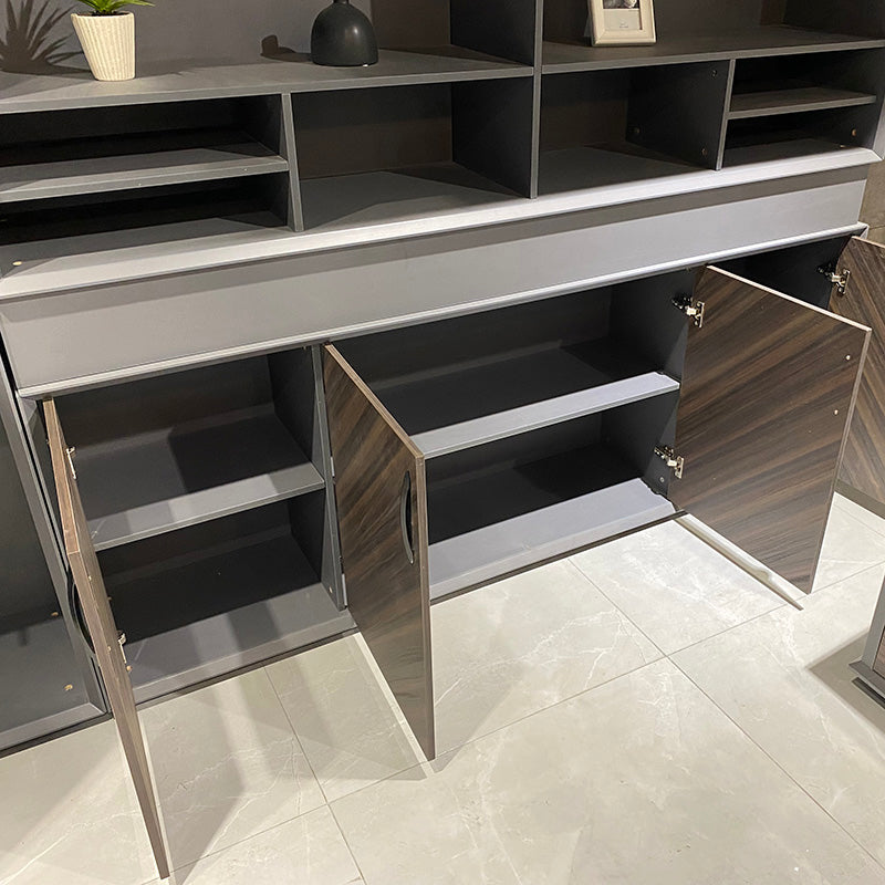 ARMANDO 2.6M Display Unit Shelf - Modern Hazelnut & Grey Finish for Living Room, Bedroom or Office Storage Organization