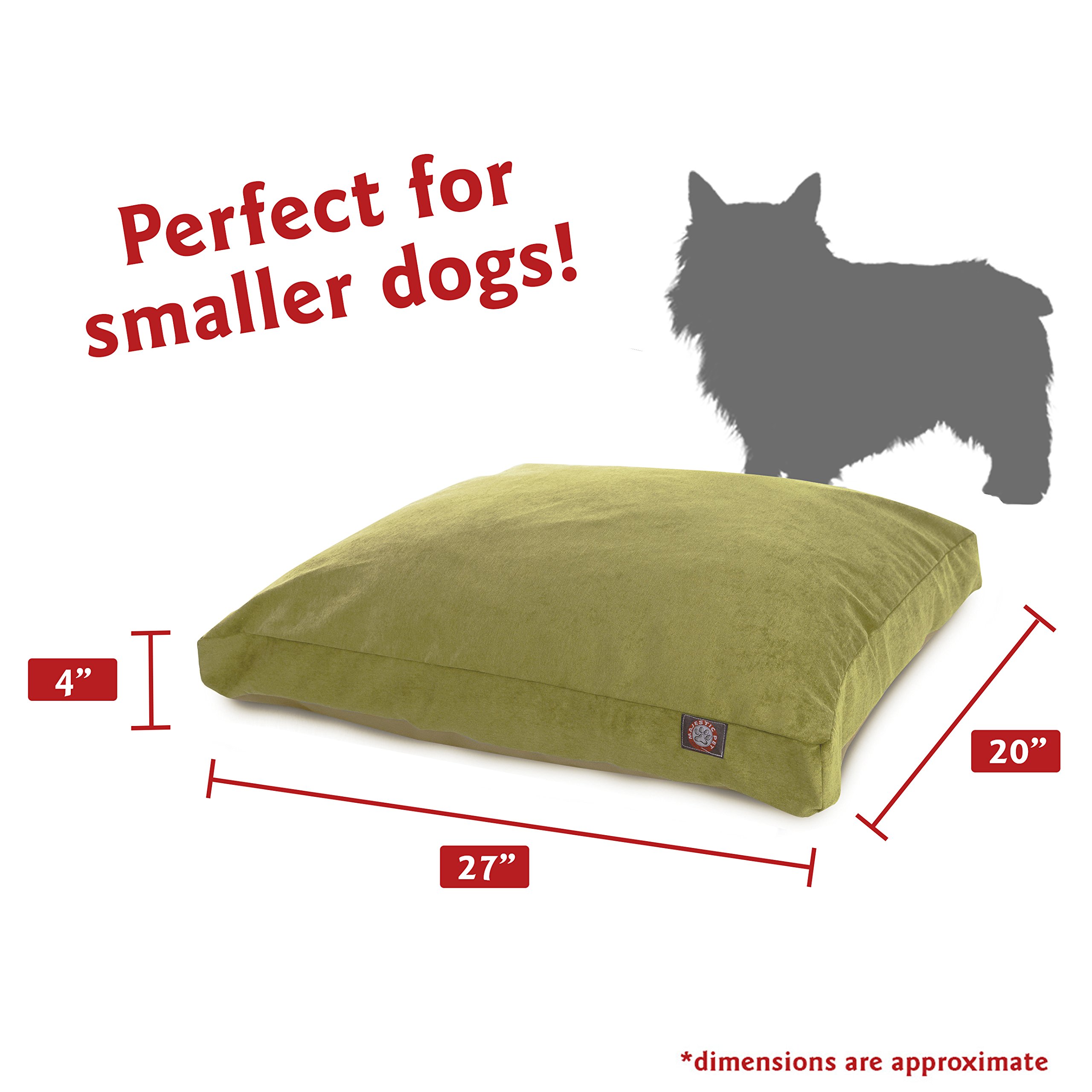 Majestic Pet Villa Rectangle Washable Dog Bed - Non-Slip Comfortable Pet Crate Bed with Removable Cover - Kennel Sleeping Bed for Small Dogs (Polyester Fiber, Apple Green) - Perfect for Crates, Living Rooms & Bedrooms