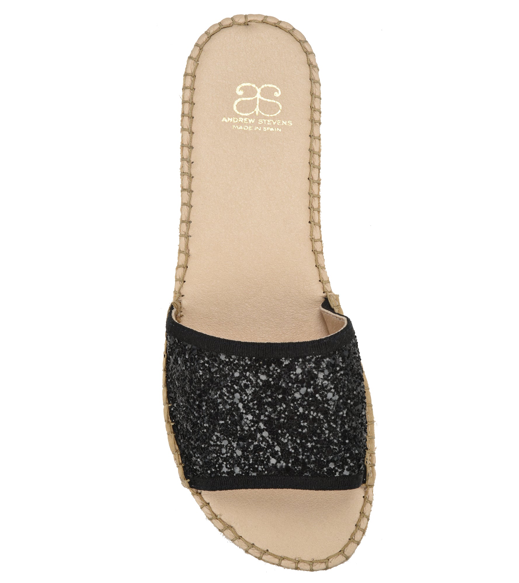 Candice Black Glitter Slide Espadrille Sandals - Women's Fashion Summer Casual Shoes for Beach, Pool, and Outdoor Wear