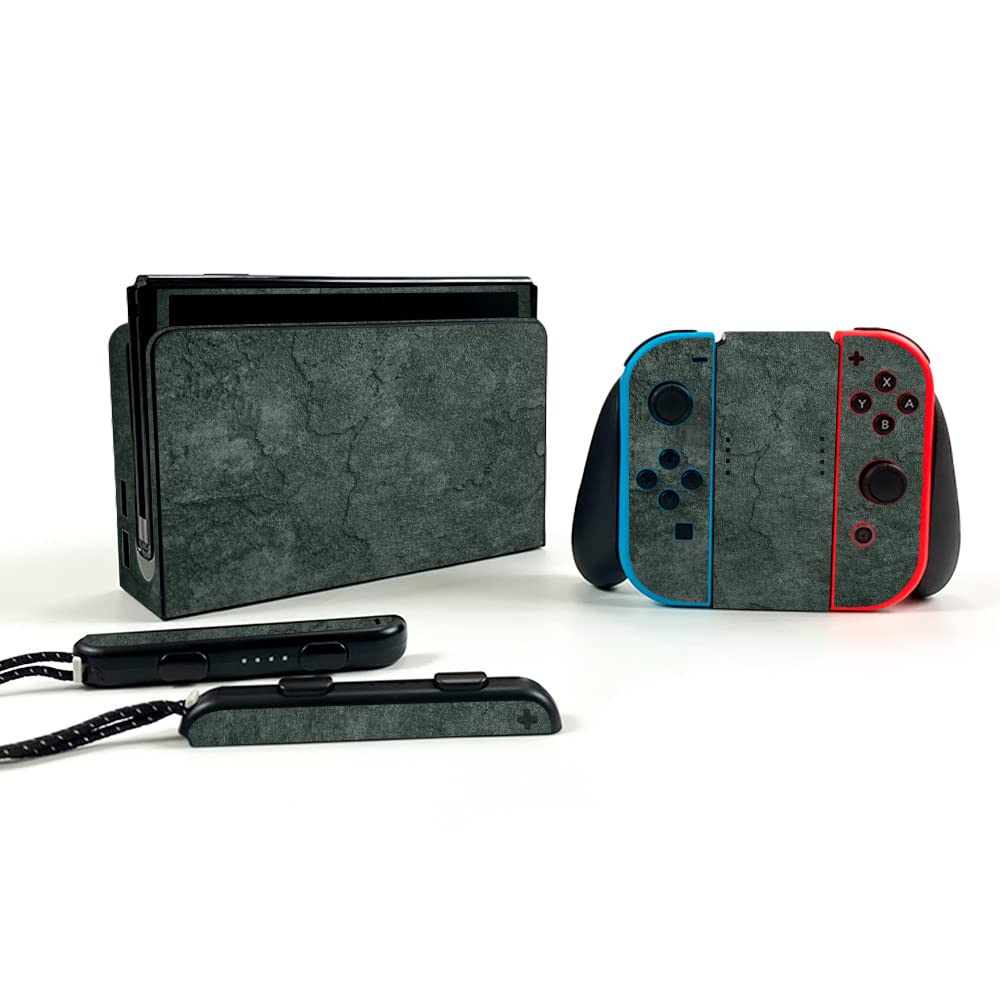 MightySkins Protective Vinyl Decal Wrap Cover for Nintendo Switch OLED - Green Stone | Durable, Customizable Skin | Easy to Apply & Remove | Made in USA | Perfect for Gaming, Travel & Personalization