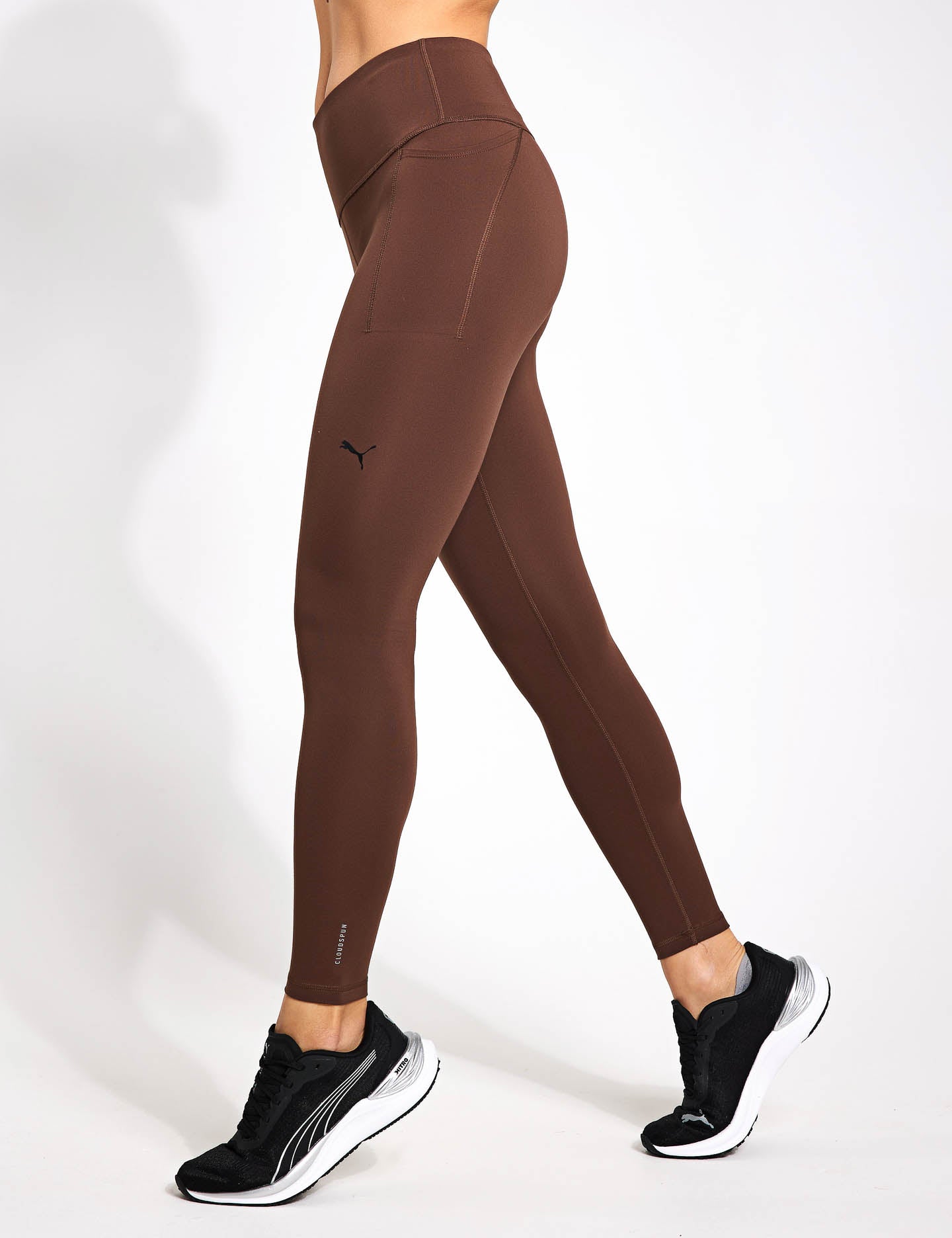 Cloudspun High Waisted Full Length Tights for Women - Soft Comfortable Yoga Pants in Espresso Brown - Perfect for Workouts, Lounge & Everyday Wear