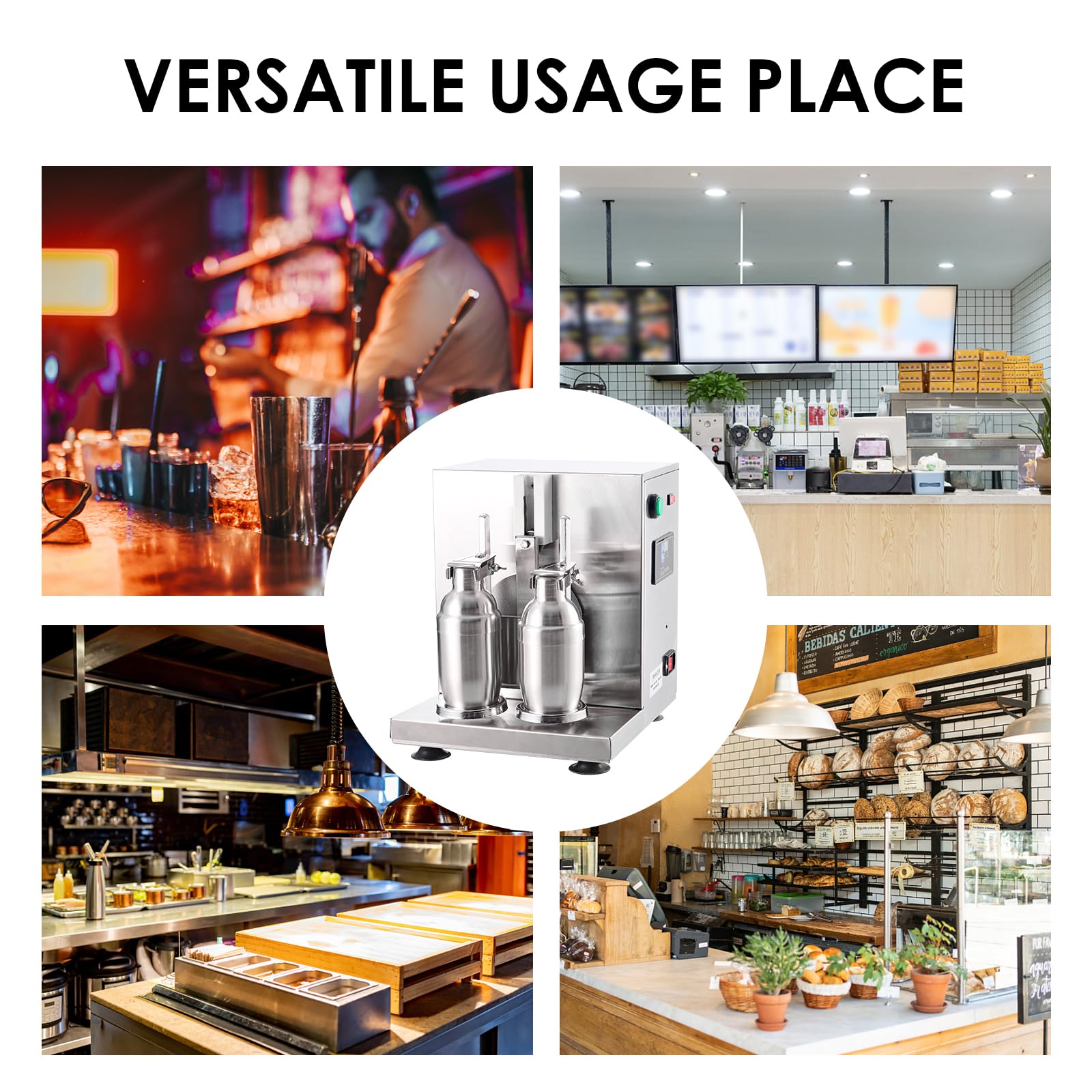 Garvee Automatic Electric Milk Tea & Cocktail Shaker Machine - 400r/min Stainless Steel Double Frame with Dual Cups for Bubble Tea, Boba, Juice, Coffee, Milk & Wine - Perfect for Cafes, Bars & Home Use