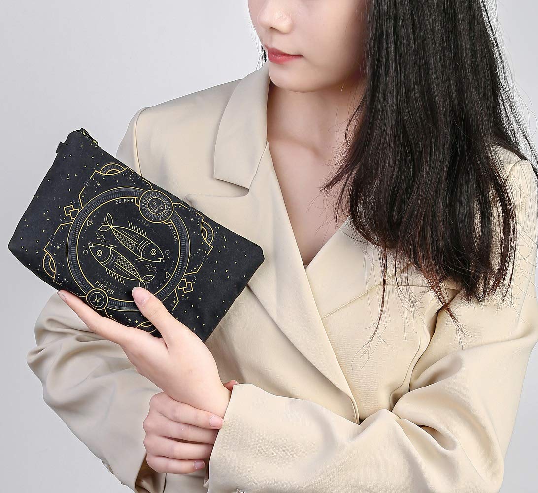 12 Constellations Makeup Bag for Women - Waterproof Travel Cosmetic Organizer (Cancer) for Daily Use & Trips