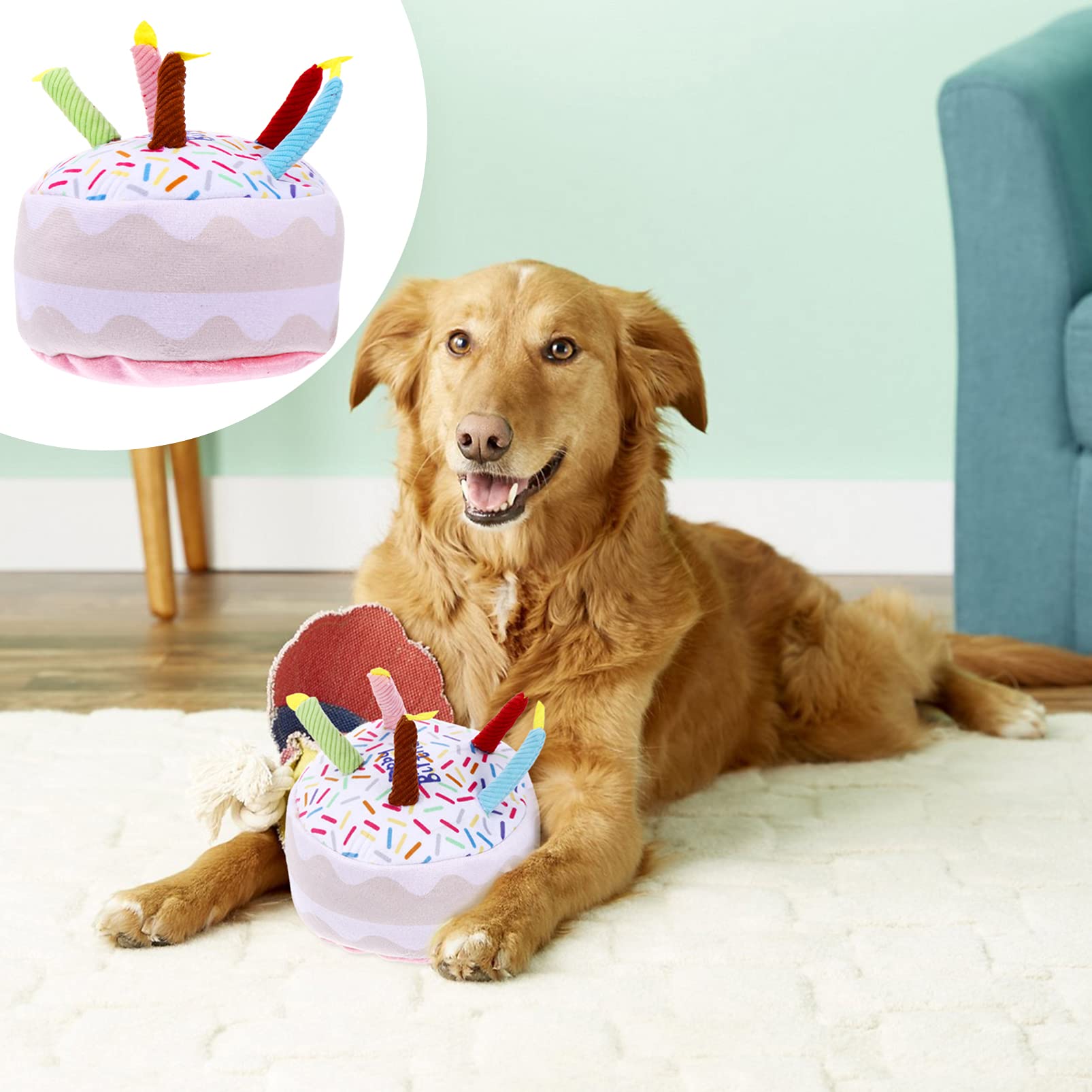 POPETPOP Pet Birthday Toy - Plush Puppy Chew Toy & Snuffle Pad for Dogs, Interactive Dog Treats & Grinding Toy, Perfect Gift for Puppy Playtime, Training, and Birthday Celebrations