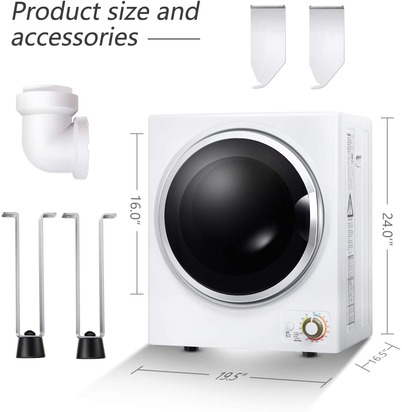5.5 lbs Compact Portable Laundry Dryer - 5 Functional Modes, Energy Efficient & Quiet Wall-Mounted Mini Washing Machine for Apartments, Dorms, RVs & Travel