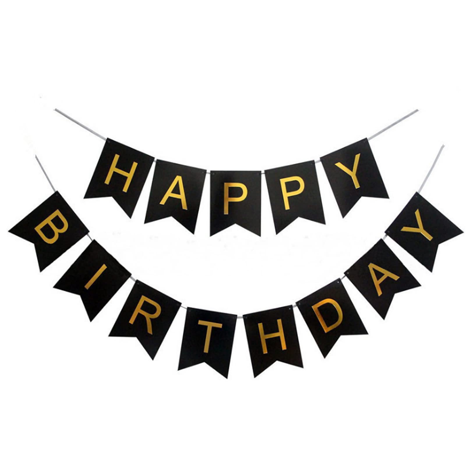 Happy Birthday Banner - Black and Gold Party Decorations for Birthday Celebrations | Perfect for Birthday Parties, Anniversaries & Special Events