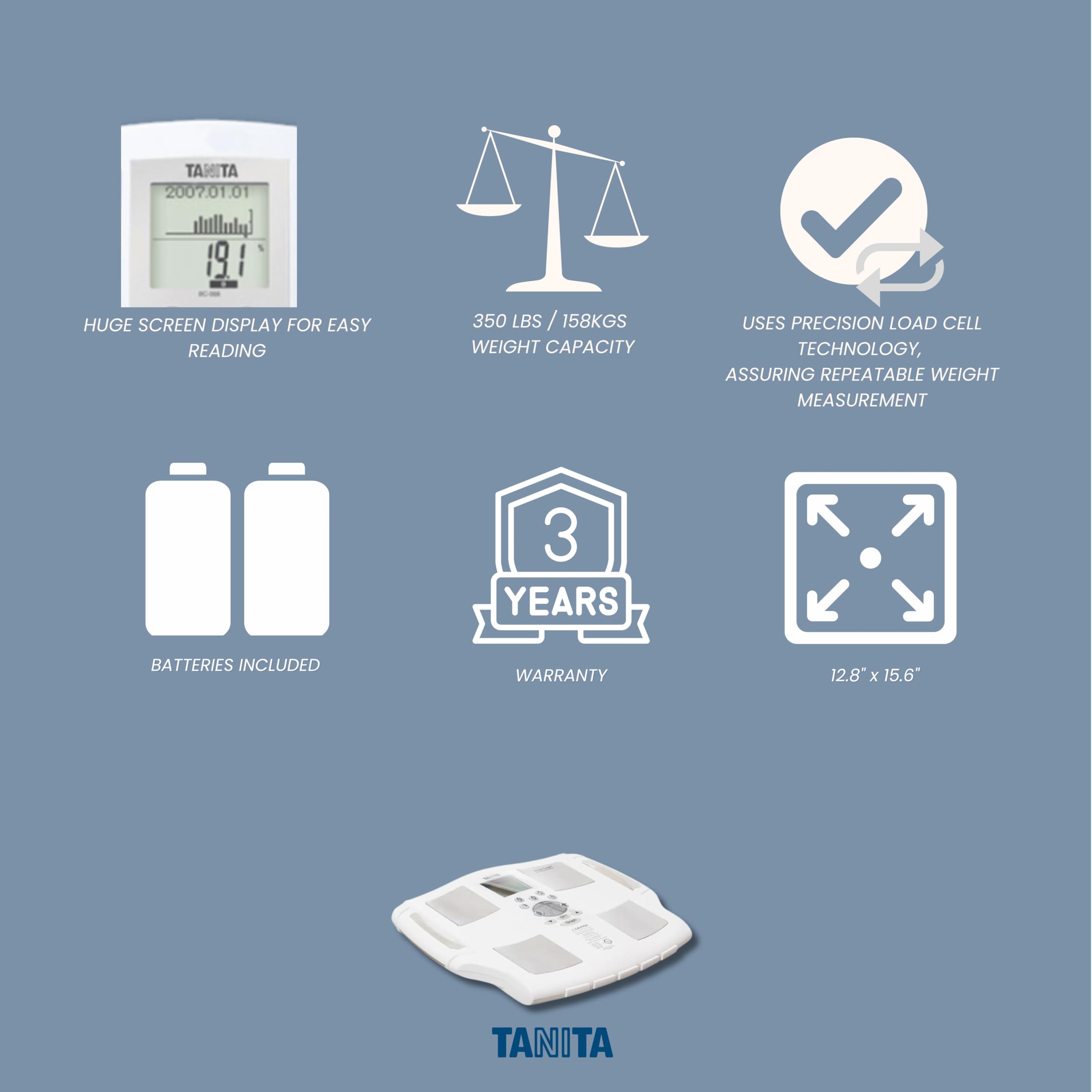 Tanita BC-568 Digital Body Composition Scale - Smart BMI, Fat & Muscle Analyzer with Nutrition Tracking | FDA Cleared, HSA/FSA Eligible | Home Gym & Health Monitoring