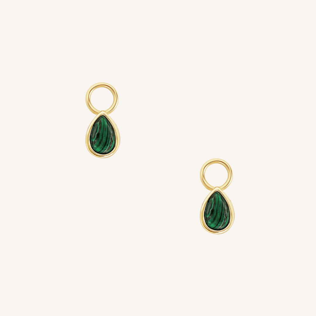 Malachite Trove Hoop Earrings Set of 2 - Natural Stone Dangle Earrings for Women, Boho Chic Jewelry for Everyday Wear & Special Occasions