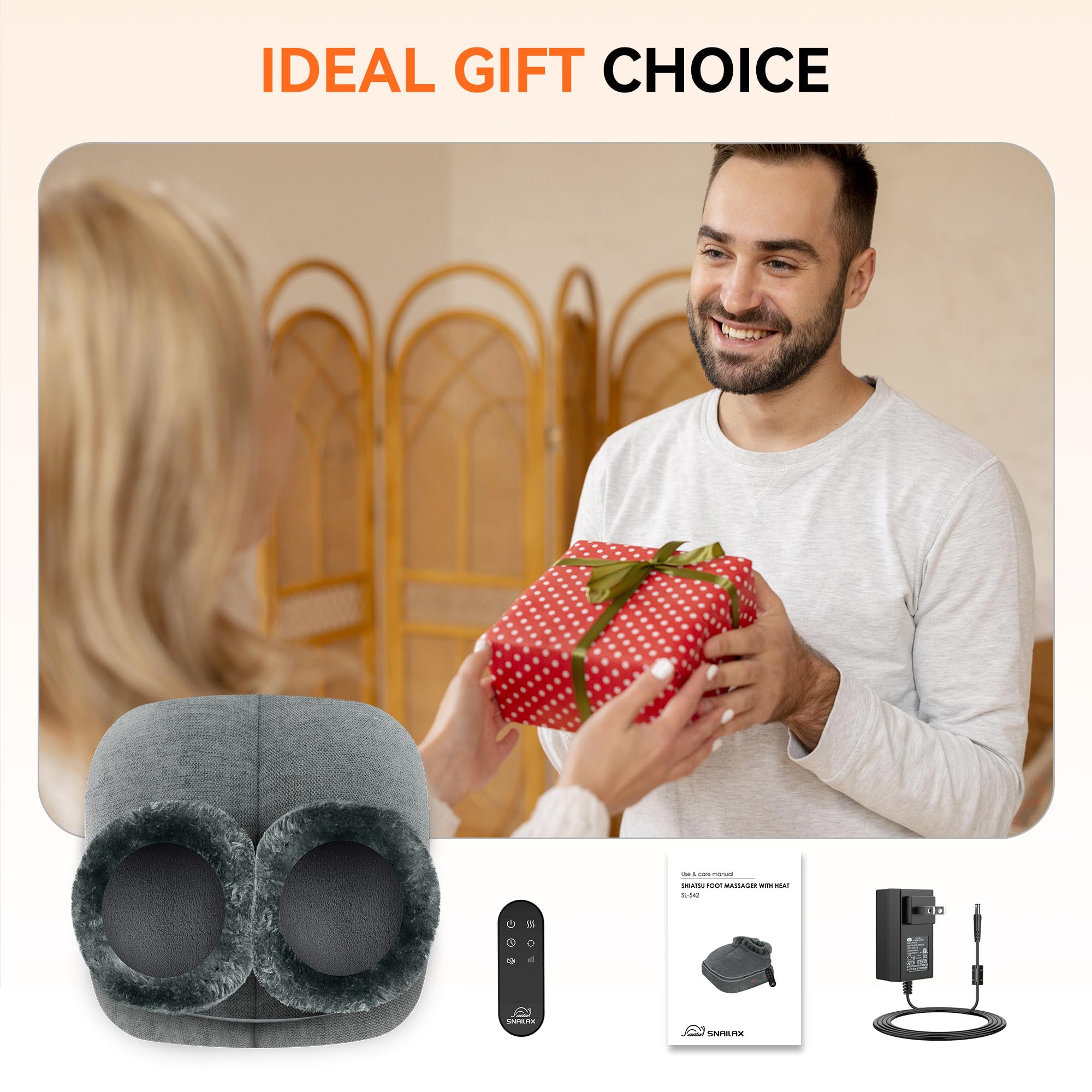 Snailax Shiatsu Foot Massager with Heat and Remote Control - Electric Foot Massager Machine for Feet and Back Pain Relief - Perfect Under Desk Foot Warmer for Men & Women - Ideal Gift for Home, Office, and Relaxation Therapy