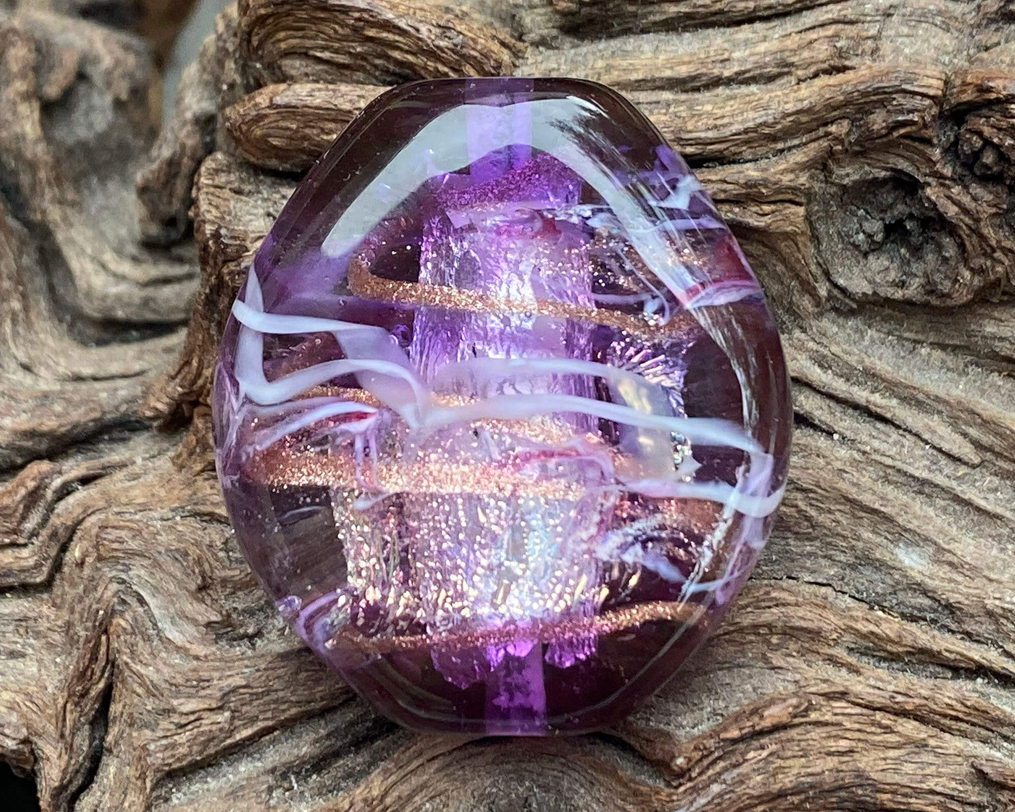 Handmade Purple Shimmer Lampwork Glass Focal Bead for Jewelry Making - Perfect for Necklaces, Bracelets & DIY Craft Projects