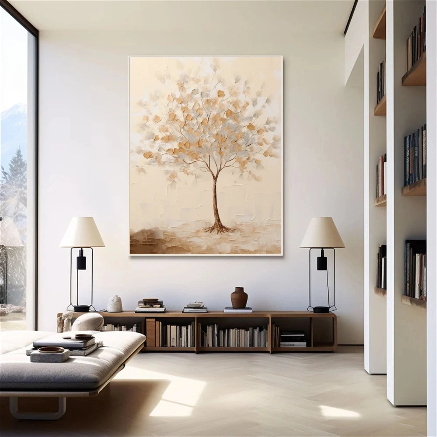Beautiful Flower and Tree Painting #FT214 - Handmade Canvas Art for Home Decor, Office, Living Room & Bedroom Wall Decor