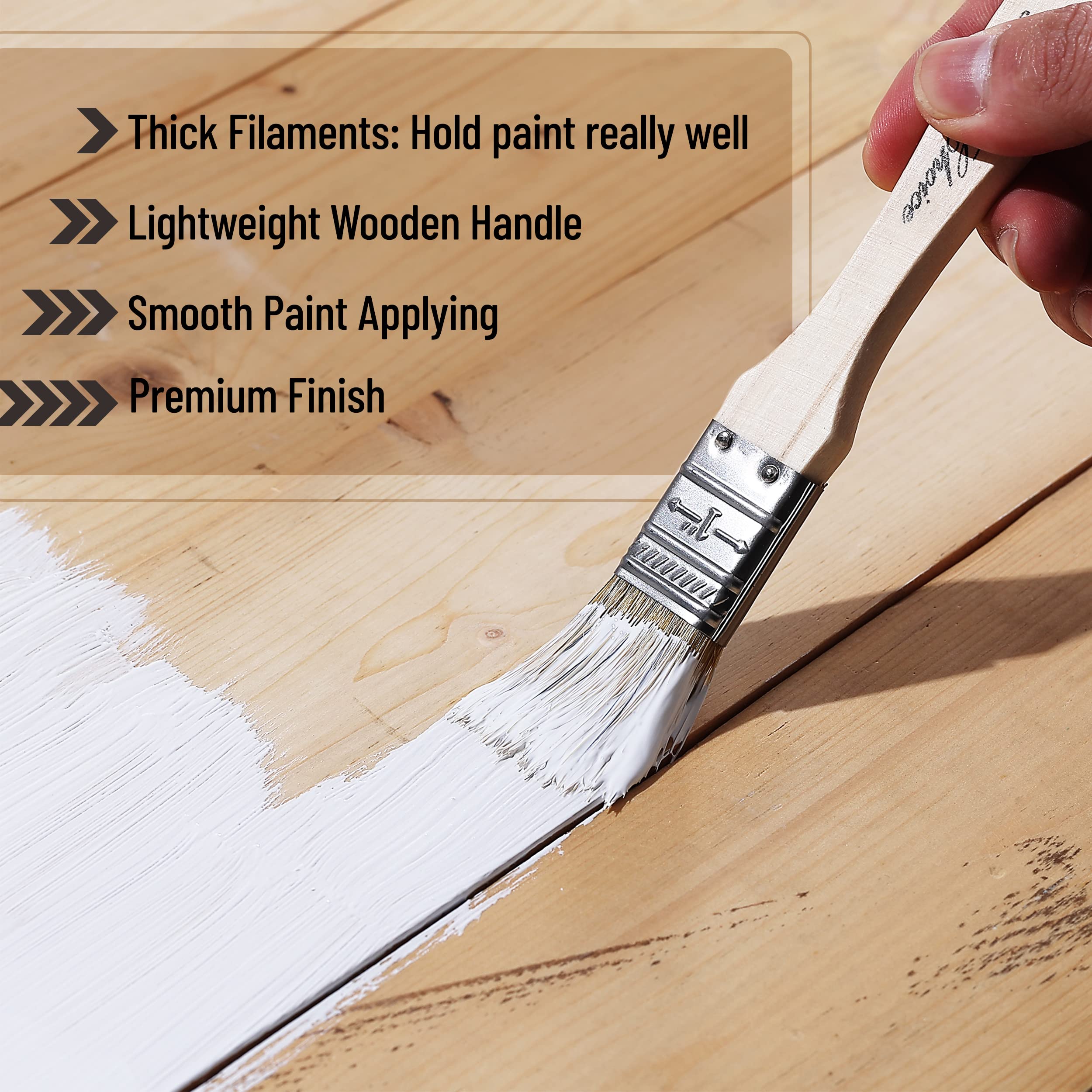 Bates 1-Inch Natural Bristle Paint Brushes - 16 Pack Chip Brushes Set for Wood Staining, Wall Painting & DIY Projects - Professional Quality Artist & Home Improvement Painting Tools