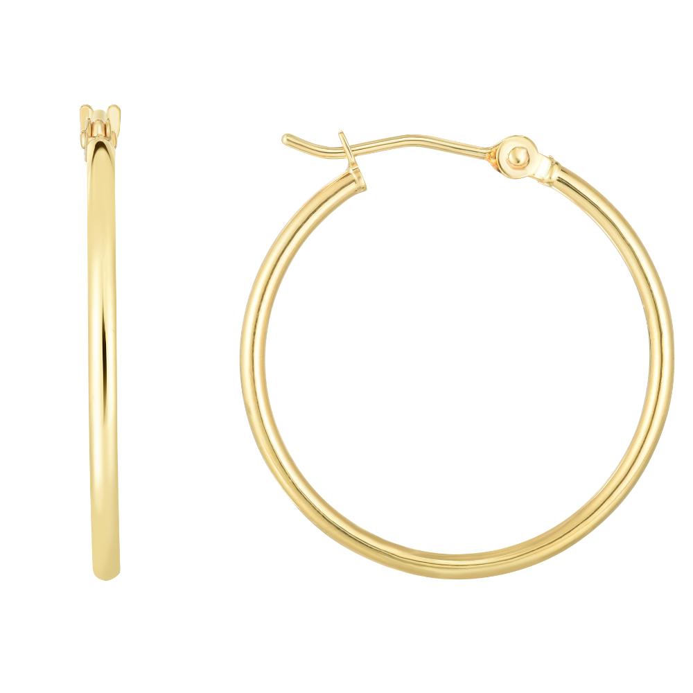 14K Gold 1.5x25mm Hoop Earrings for Women - Dainty Everyday Hoops, Minimalist Jewelry for Work, Date Night & Special Occasions