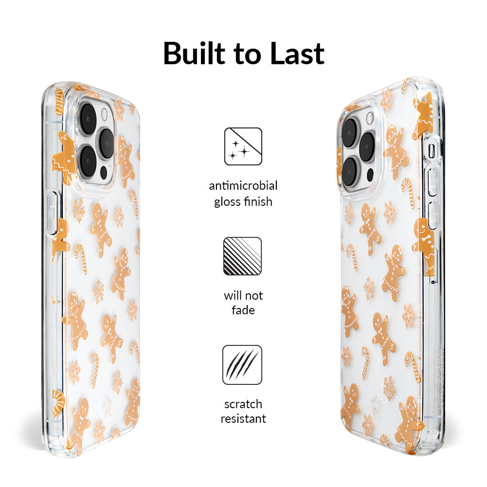 Festive Holiday Gingerbread Clear iPhone Case - Cute Christmas Design for iPhone 13/14/15/Pro/Max - Perfect for Christmas Gifts & Winter Celebrations