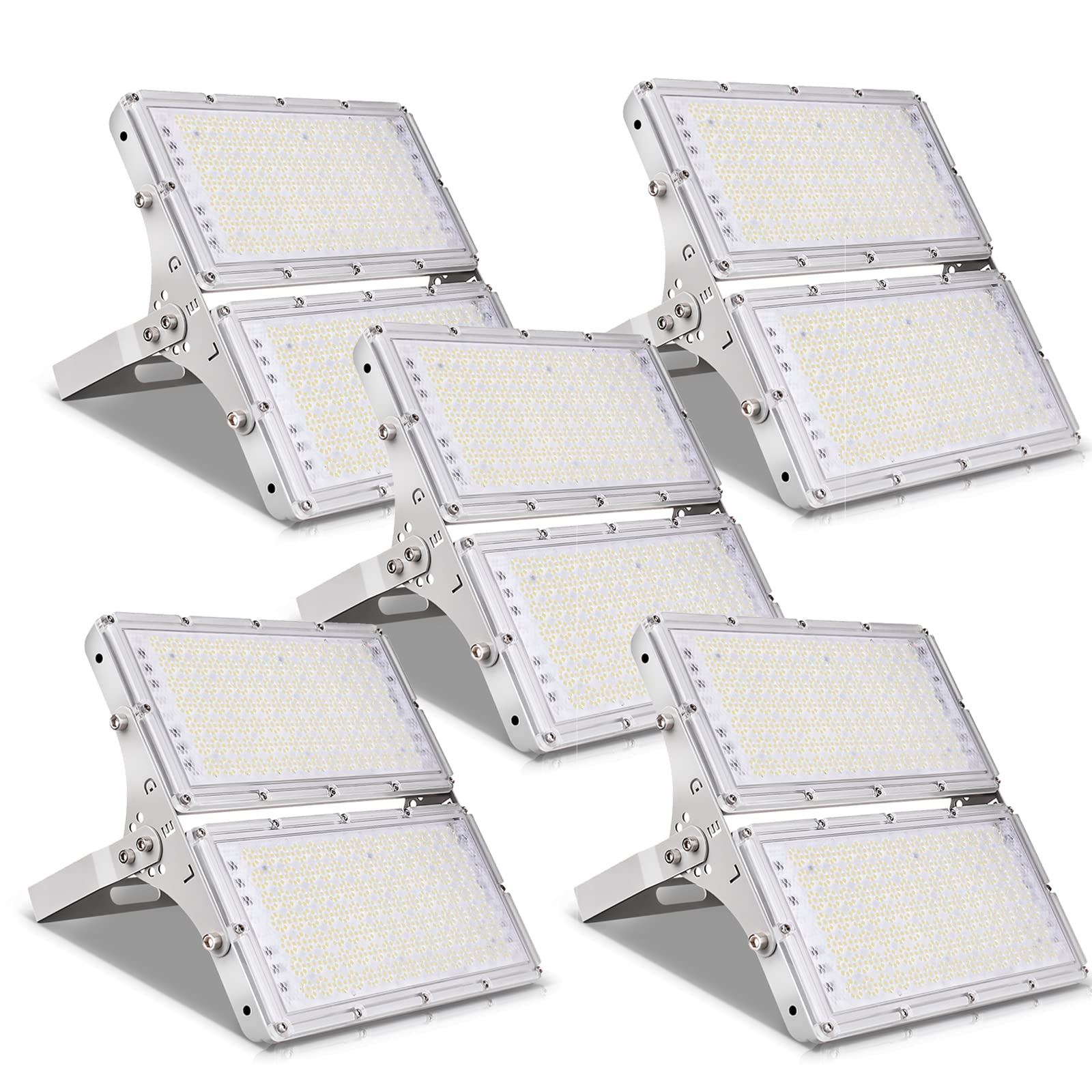 200W LED Flood Light Outdoor - 16000LM 6000K Daylight White - IP66 Waterproof Security Light - Slim Design for Garage, Garden, Yard & Playground - 5 Pack - Perfect for Landscape Lighting, Wall Illumination & Nighttime Safety