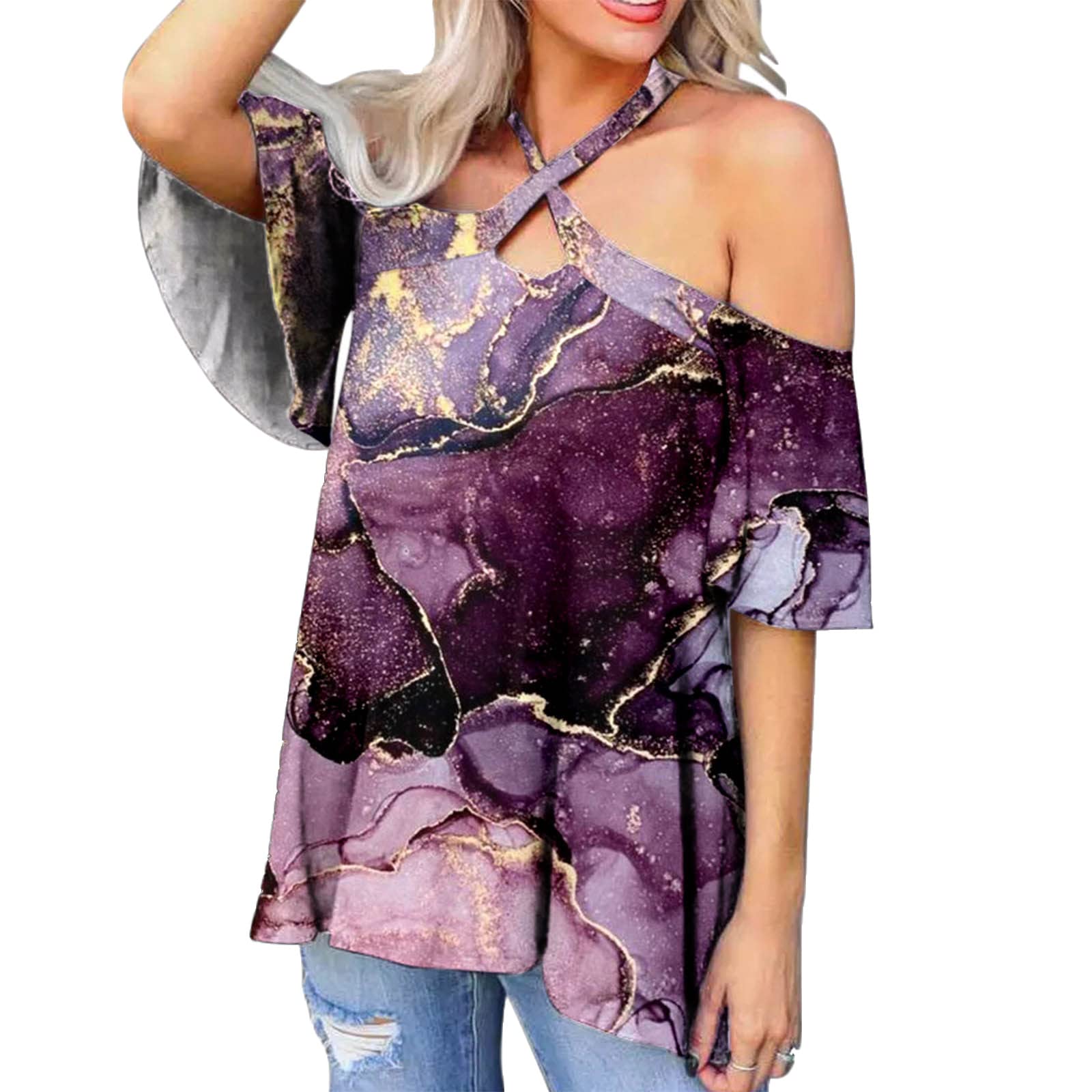 Women's Off Shoulder Long Sleeve Leopard Print Tunic Top - Sexy Criss Cross Blouse for Fall & Summer Casual Wear | Perfect for Date Nights, Parties & Vacations