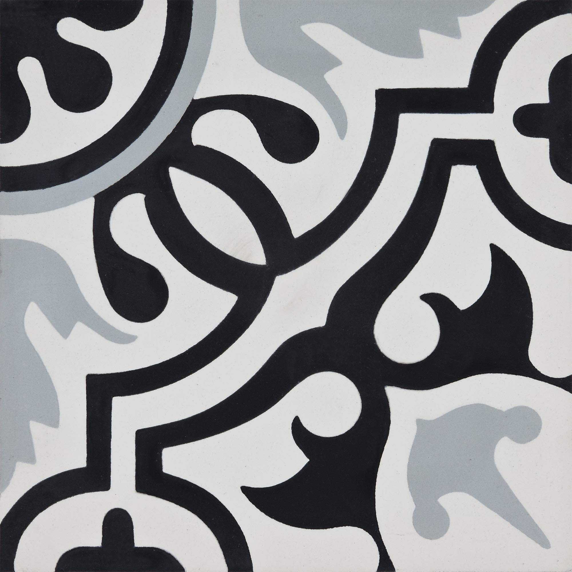 Handmade Moroccan Cement Mosaic Tile - Pack of 12 (Black, Grey, White) - Authentic Baha Design for Kitchen Backsplash, Bathroom Floor & Wall Decor