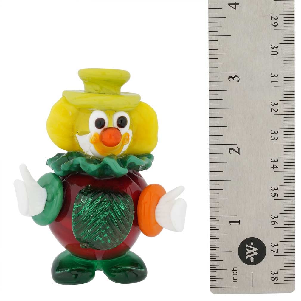 Authentic Murano Glass Small Clown Figurine - Handcrafted Red Apple Design | Italian Home Decor, Gift for Collectors & Clown Lovers