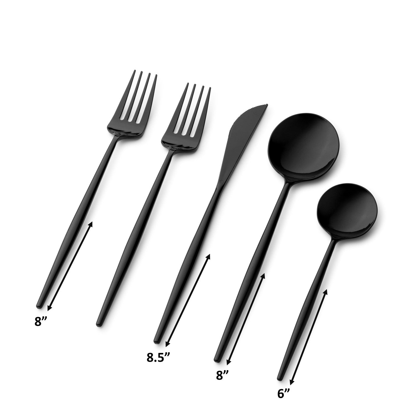 Premium Noble Collection Black Flatware Set - 40-Piece Service for 8 - Elegant Stainless Steel Cutlery Set for Fine Dining, Wedding Registry & Formal Dinner Parties