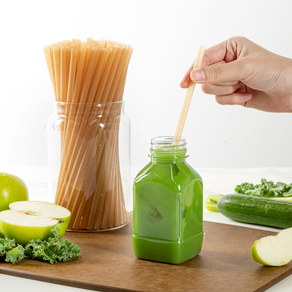 Eco-Friendly Compostable PLA Plastic & Sugarcane Straws - 8 1/4 Inch Biodegradable Drinking Straws (2000 Count) - Perfect for Parties, Restaurants & Sustainable Living