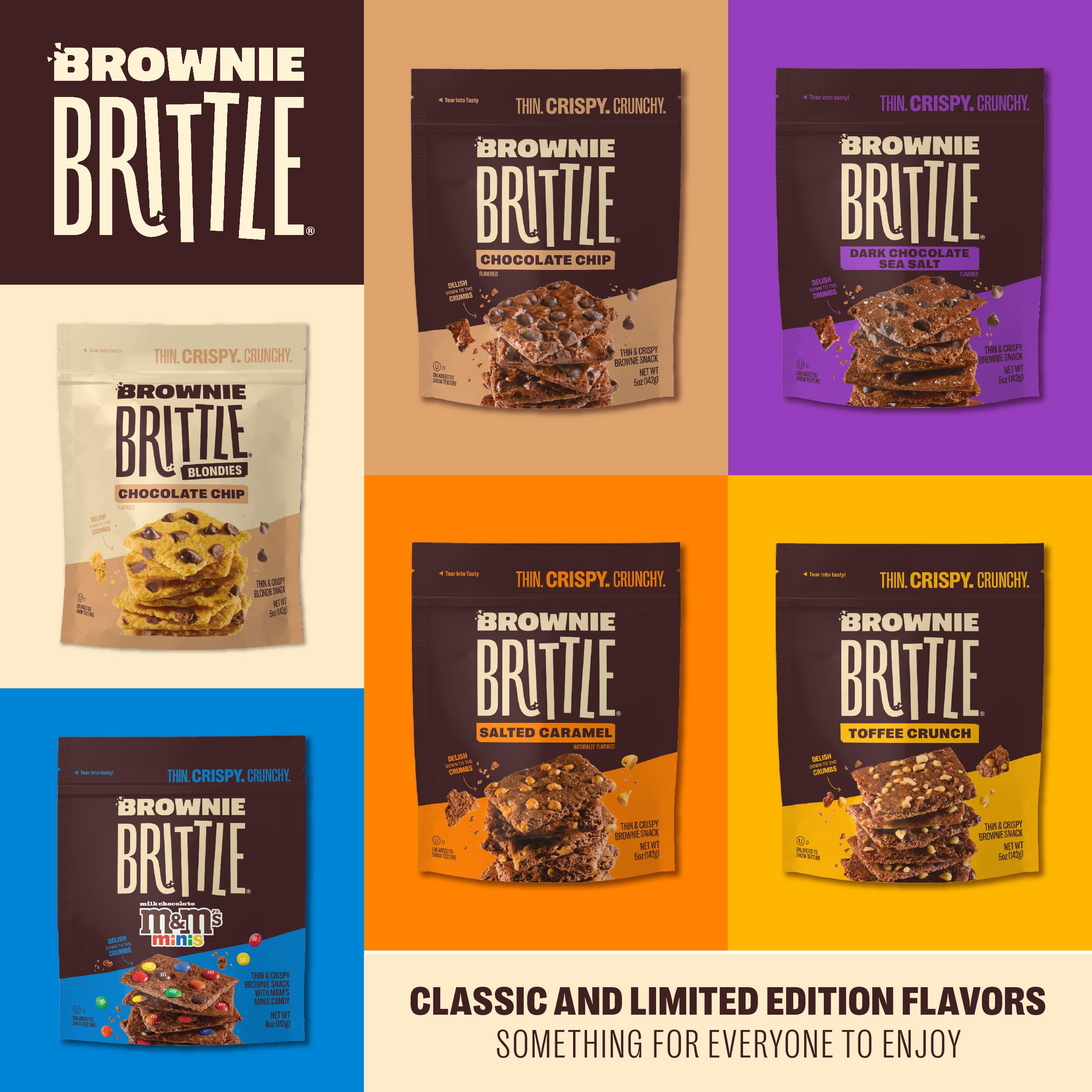 Original Chocolate Chip Brownie Brittle - Thin & Crispy Sweet Snacks (20 Pack, 1oz) | Gourmet Brownie Bites Dessert for Parties, Gifts & Coffee Time