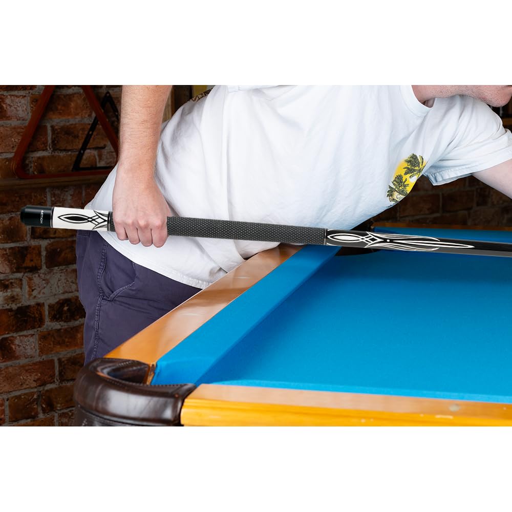 Premium Black & White Billiards Pool Cue Stick - Professional 58