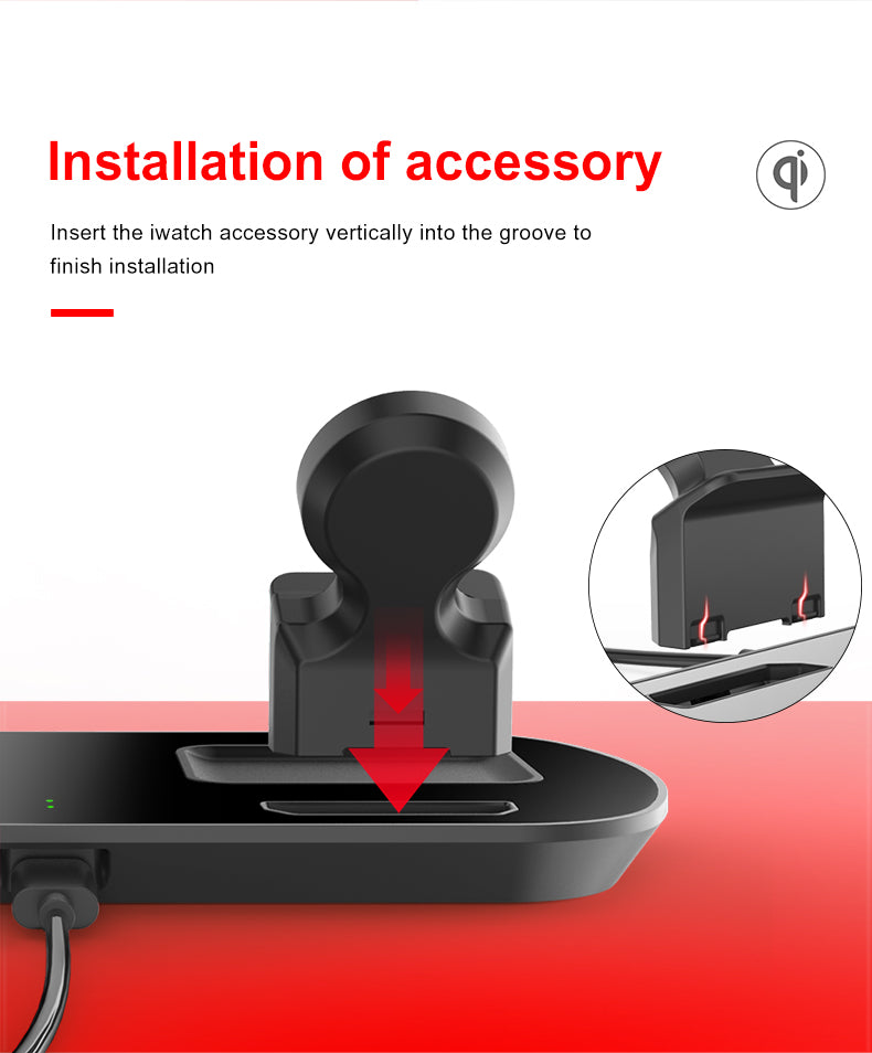 3 in 1 Apple Wireless Charger Stand for iPhone 14/13/12, AirPods & Apple Watch - Fast Charging Station for Home, Office & Travel