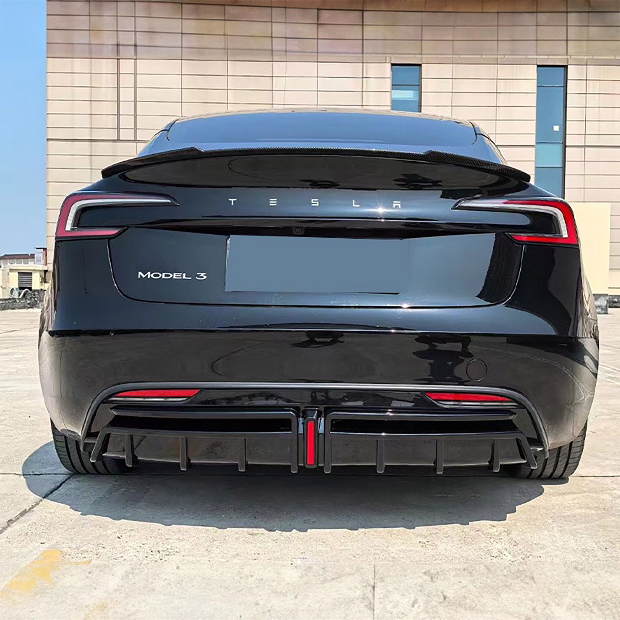 Tesla Model 3 Highland Rear Bumper Diffuser with LED Brake Light - Compatible with 2024+ Models | Performance Upgrade & Stylish Enhancement for Night Driving & Car Shows
