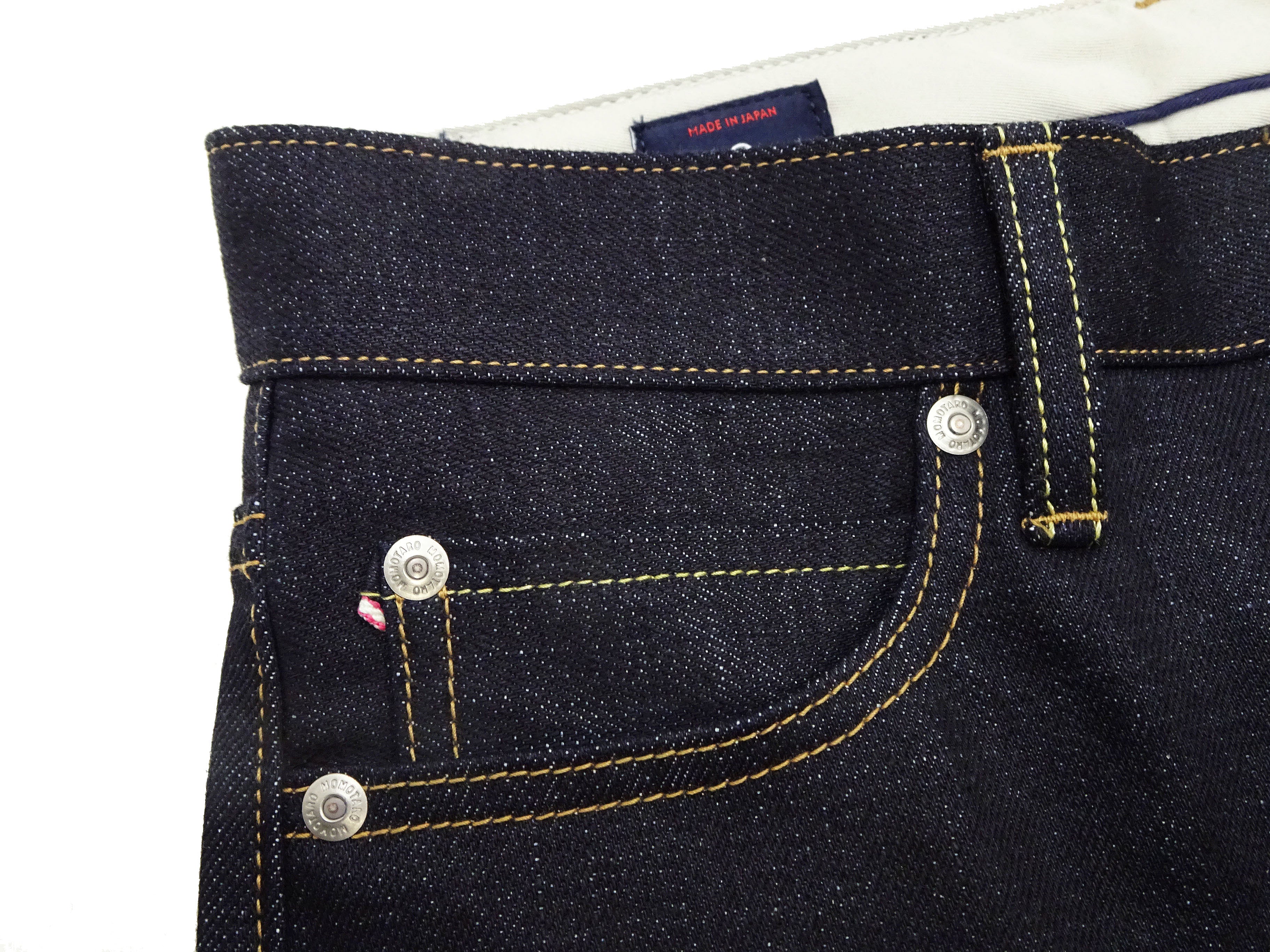 Momotaro Jeans Men's Slim Tapered Fit #200 14.7oz Zimbabwean Cotton Deep Indigo Denim Pants - Sanforized Unwashed Raw Selvedge Jeans for Casual Wear & Street Style