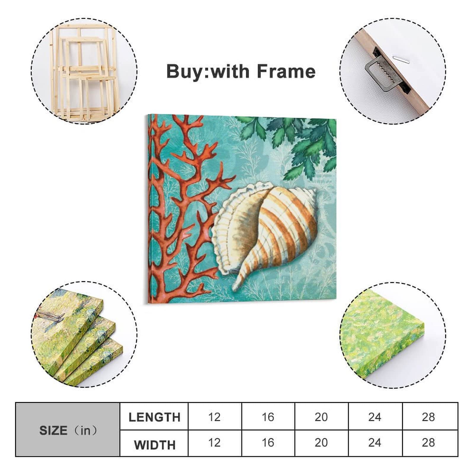 Coastal Seashore Canvas Wall Art - 28x28inch (70x70cm) Bathroom & Home Decor Posters, Prints for Bedroom, Living Room | Beach-Themed Wall Decor Perfect for Coastal Homes, Vacation Rentals & Spa-Like Bathrooms