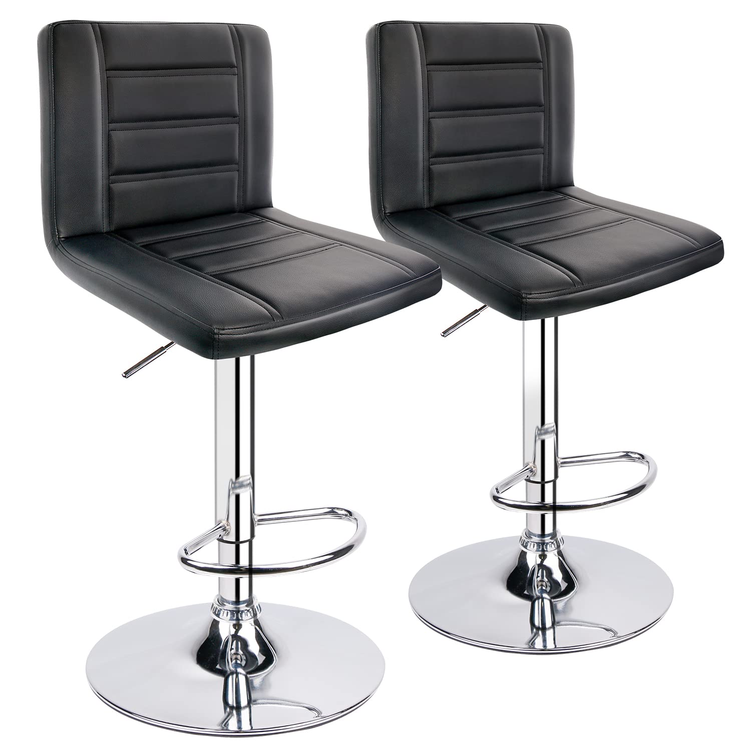 Modern Adjustable Swivel Bar Stools Set of 2 with Back Support - Black Leopard Print for Kitchen Counter, Home Bar & Dining Room Decor