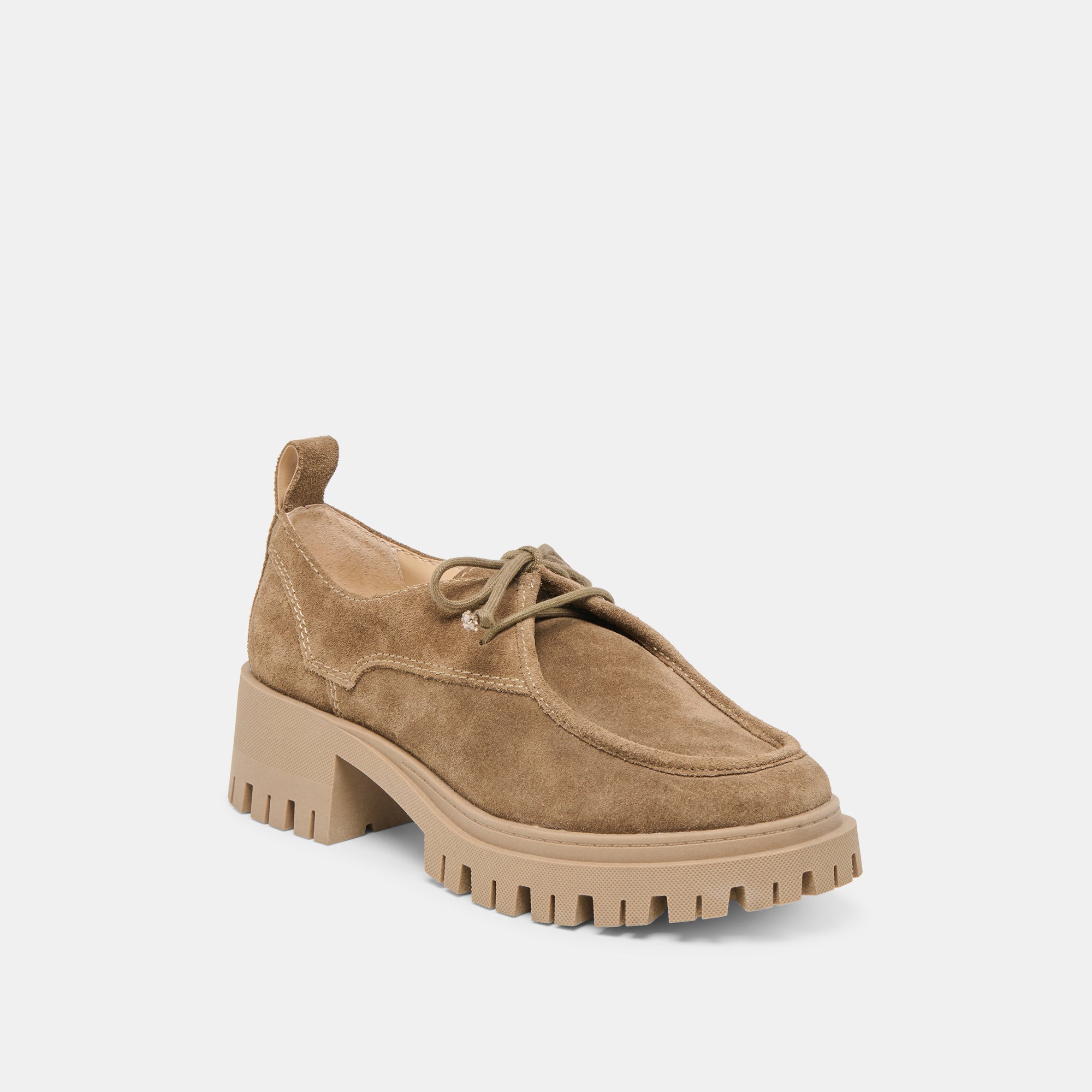 MILZA Loafers for Women - Olive Suede Slip-On Shoes - Comfortable & Stylish Casual Footwear for Work, Travel & Everyday Wear