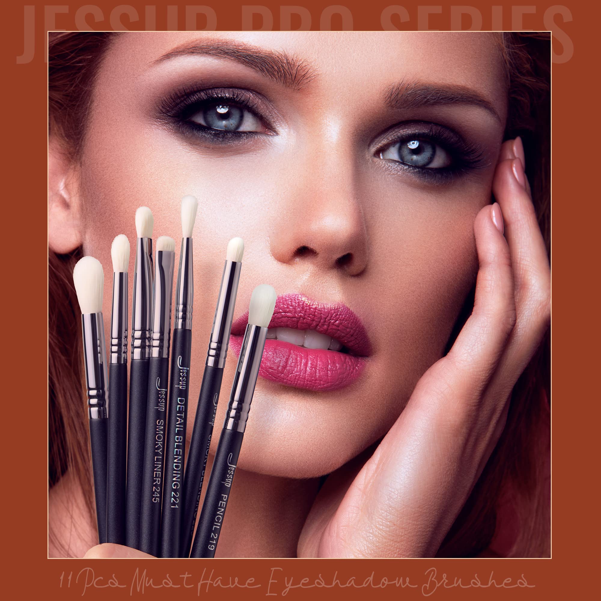 Jessup 11pcs Professional Eyeshadow Brush Set for Makeup - Blending, Shading & Creasing