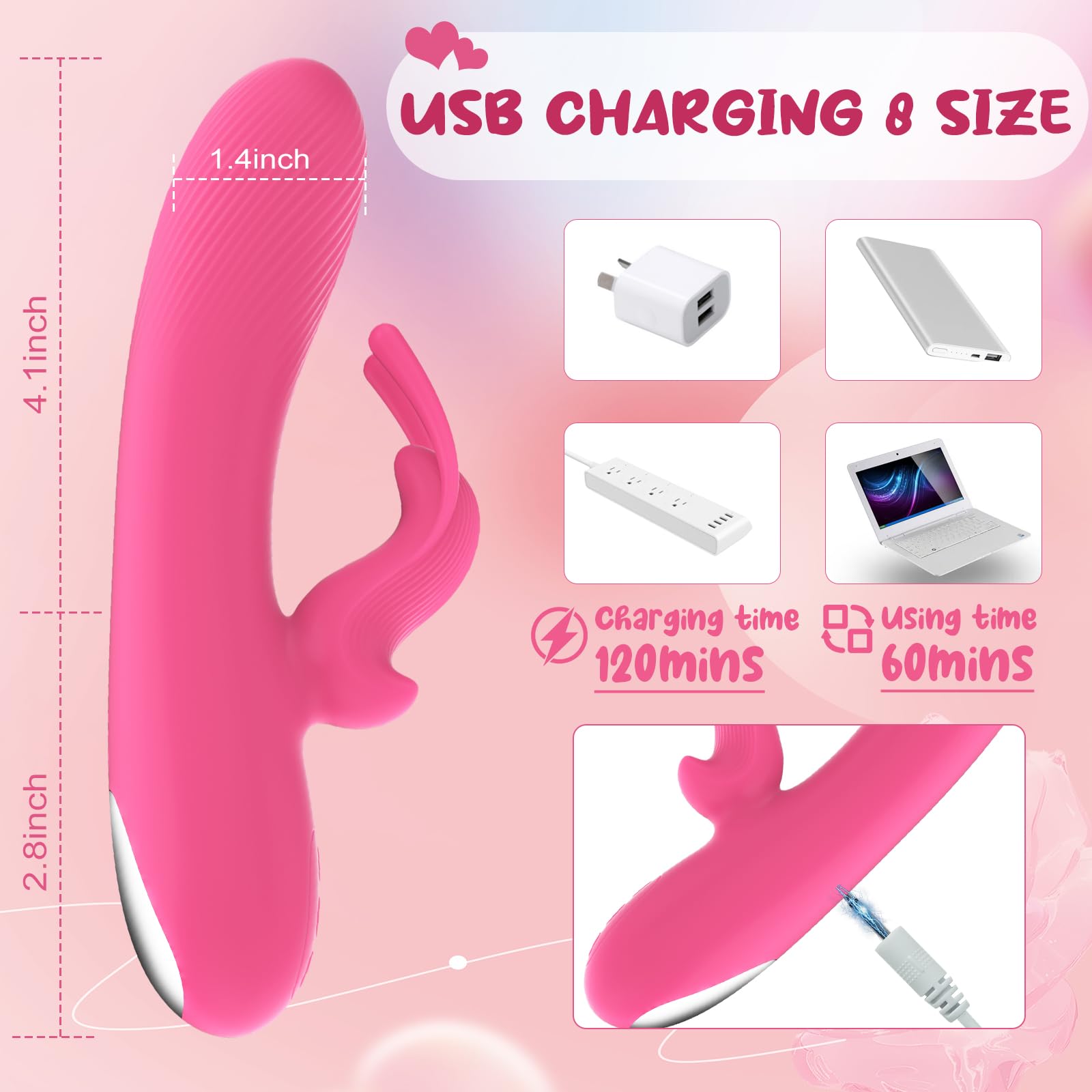 Rabbit Vibrator with Dual Motors - 10 Vibration Modes, G Spot & Clitoral Stimulator - Rechargeable, Waterproof Silicone Dildo for Women & Couples - Perfect for Solo Play & Romantic Nights