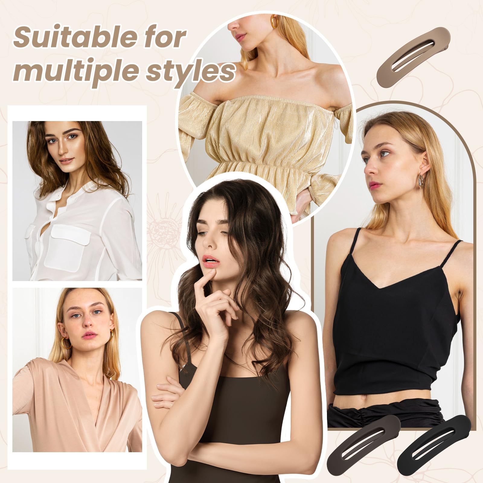 Sightor Flat Hair Clips for Women - 3 Pack French Style Lay Flat Claw Clips for Thick & Thin Hair - Perfect for Work, Gym, and Everyday Hairstyles