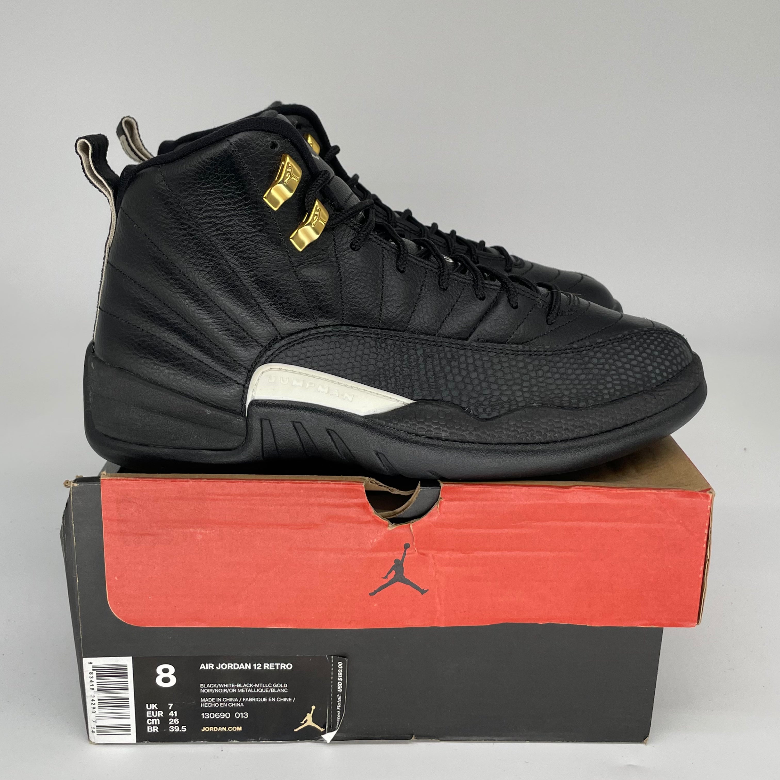 Original Air Jordan 12 Retro 'Master' Basketball Shoes - Men's Size 8 (130690-013) - Perfect for Streetwear & Court Performance