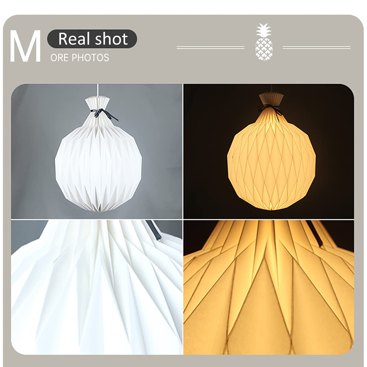Elegant White Adjustable Height Pendant Light Shade - Paper Chandelier Lampshade for Ceiling Hanging Lighting | Perfect for Living Room, Dining Room & Bedroom Decor | Modern Home Interior Lighting Solution