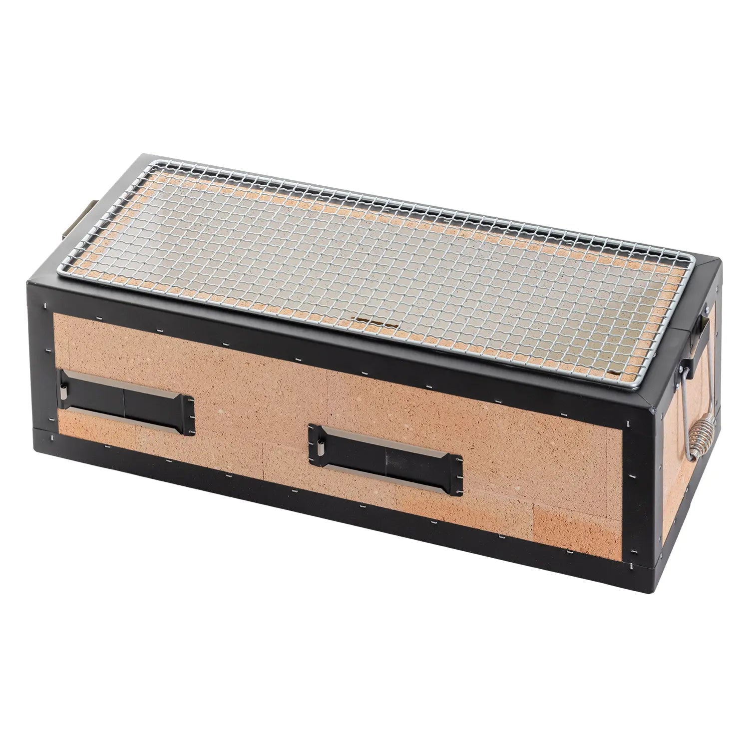 Premium Kaginushi Charcoal Konro Grill with Mesh Net - Medium Size for Outdoor BBQ, Camping & Backyard Grilling | Portable Japanese Style Grill for Perfect Yakitori & Grilled Meats